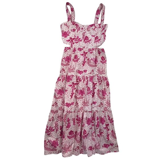 Zara Dresses & Skirts - NWT Zara Women's L Strappy Floral Cut-Out Maxi Dress Pink White Resort Tropical